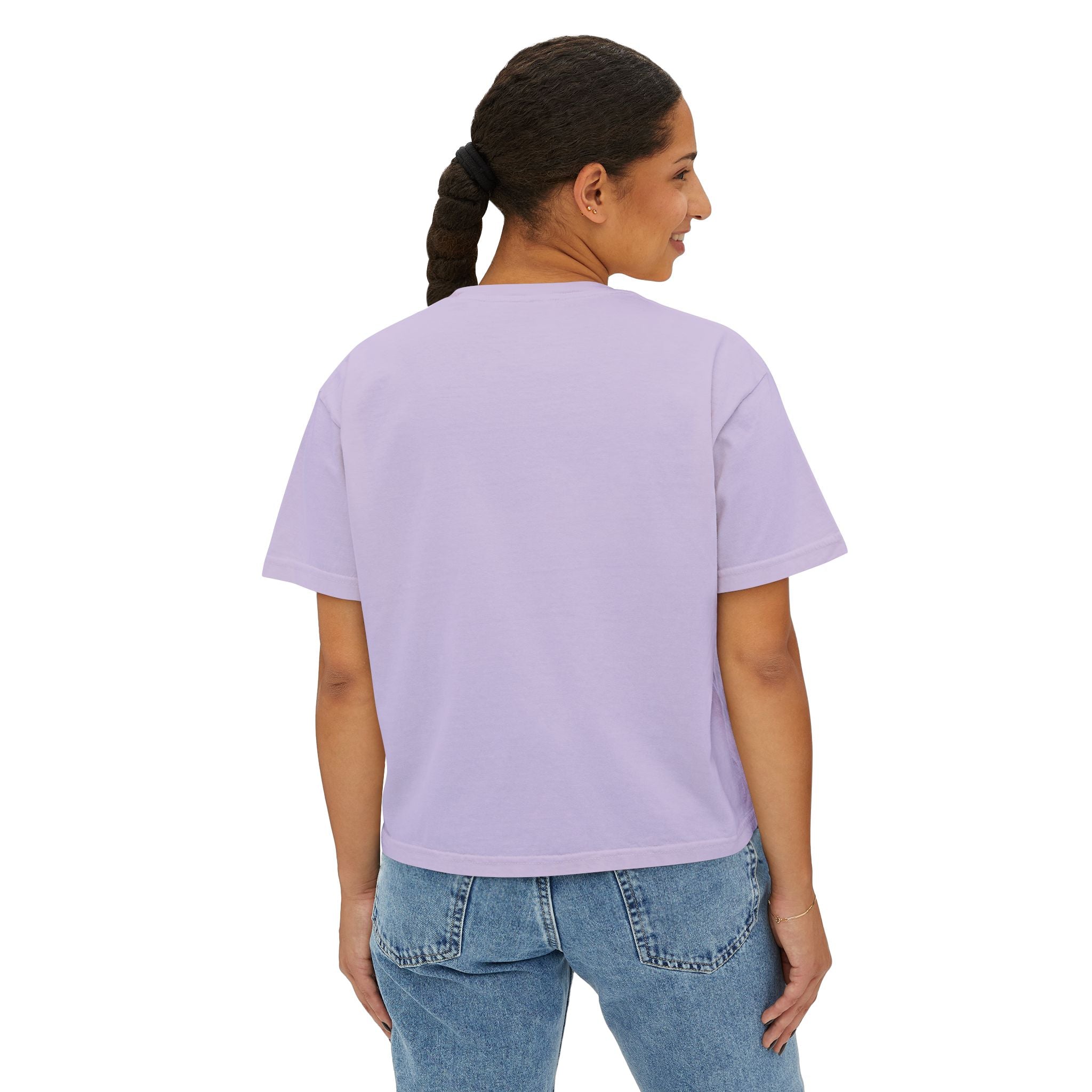 Kait's Hidden Hollow Women's Boxy Tee — Forest Cottage Retro Nature Graphic