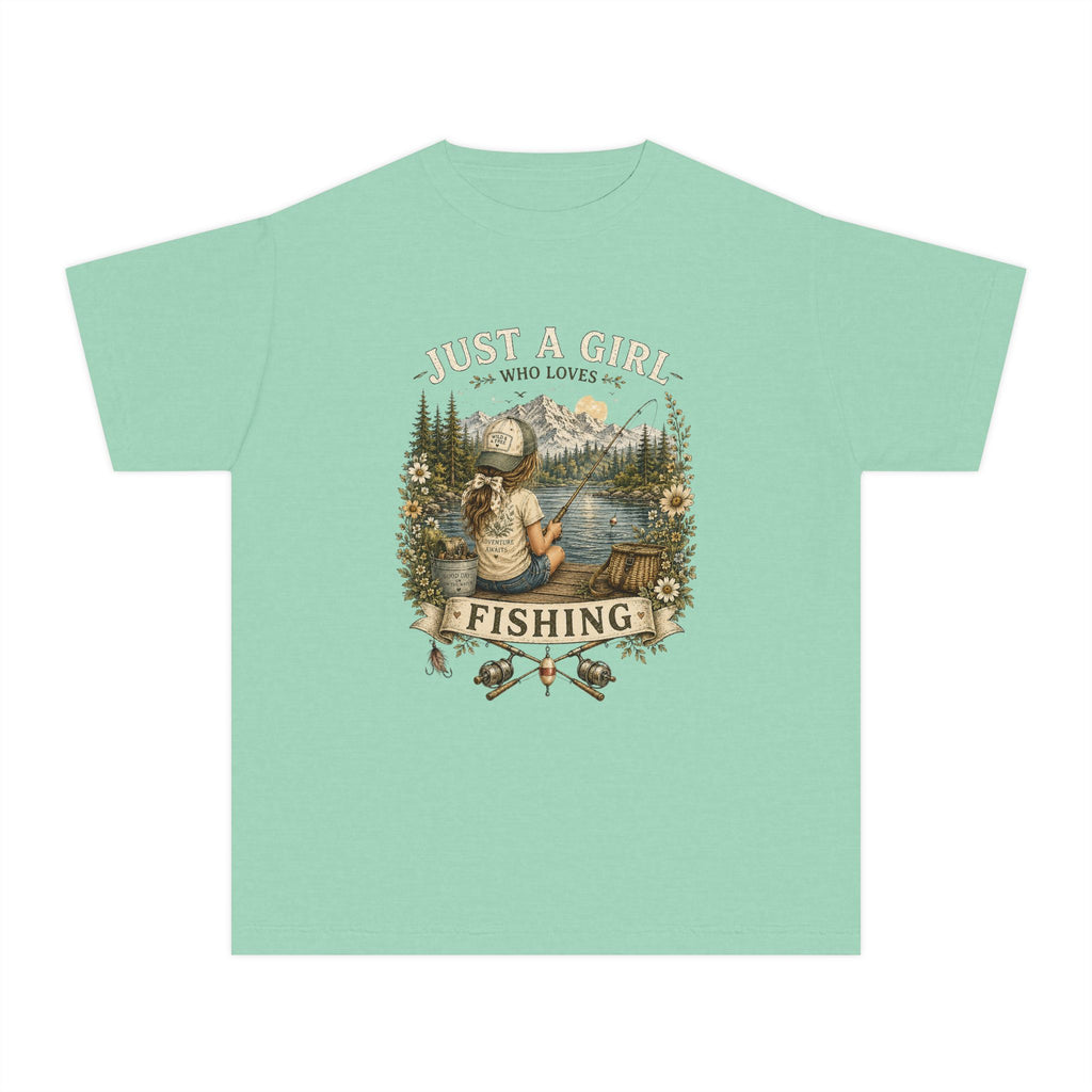 Youth Fishing Tee — "Just a Girl Who Loves Fishing" Graphic Shirt