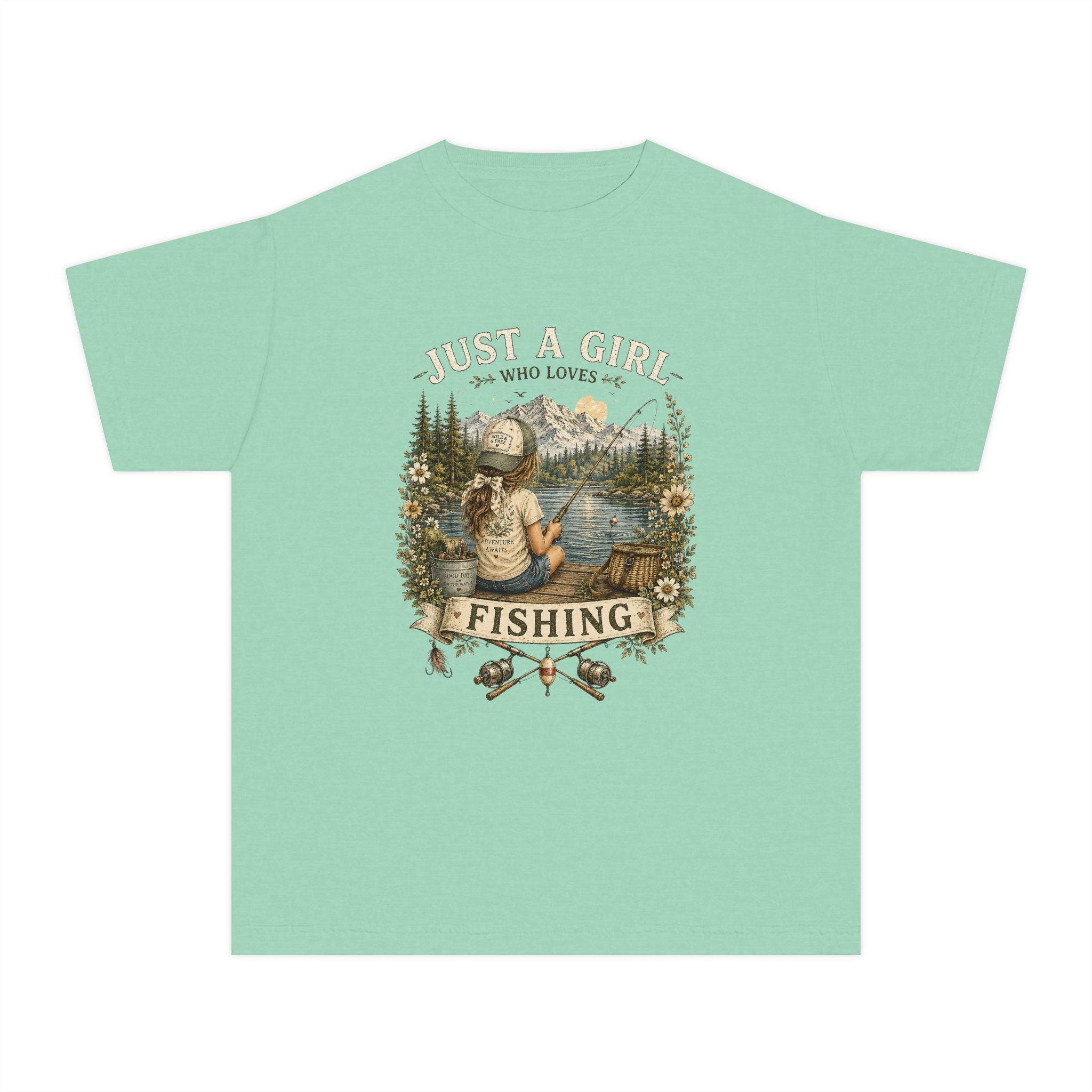 Youth Fishing Tee — "Just a Girl Who Loves Fishing" Graphic Shirt