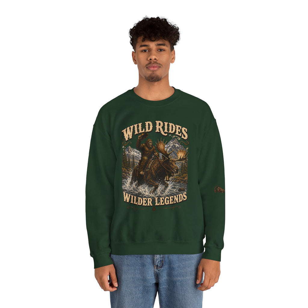 Wild Rides, Wilder Legends Bigfoot & Moose, Crewneck Sweatshirt