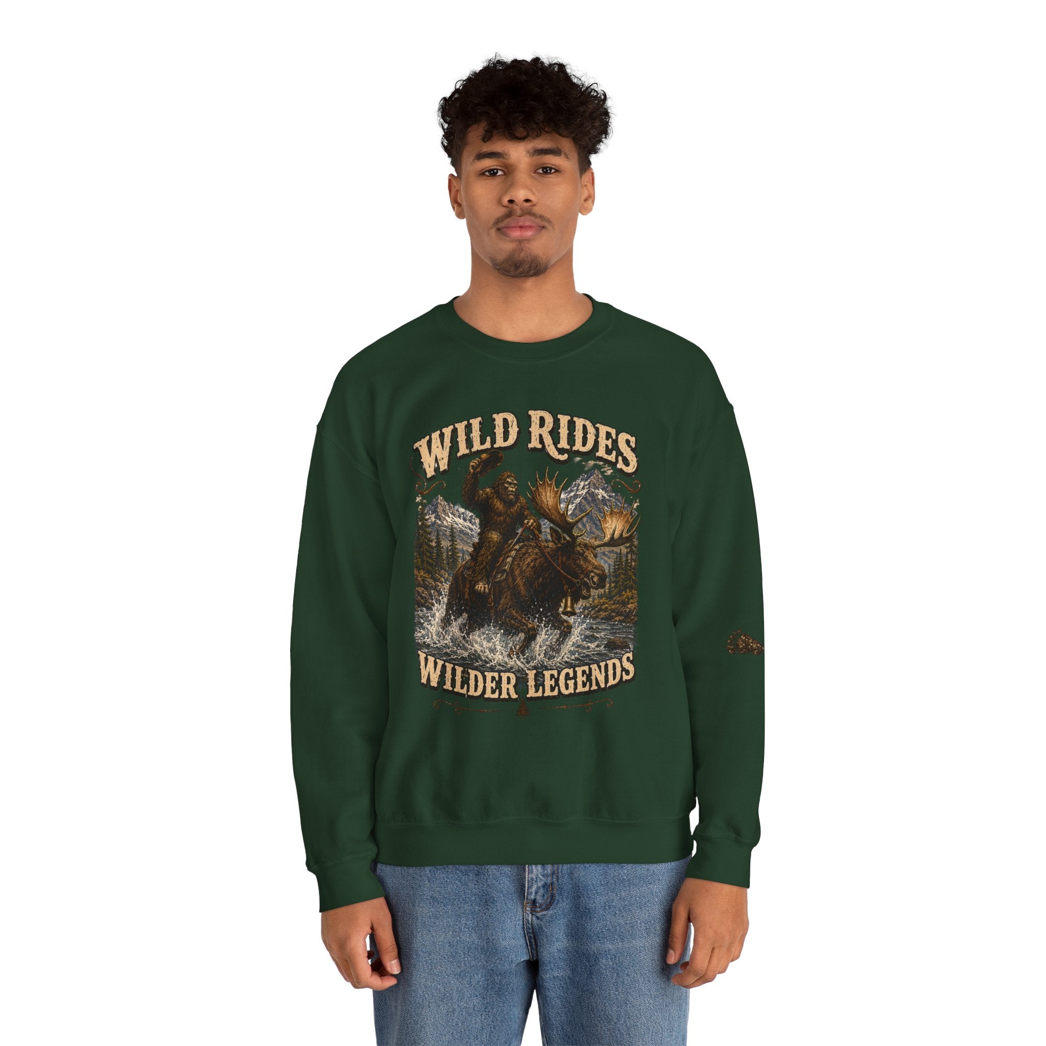 Wild Rides, Wilder Legends Bigfoot & Moose, Crewneck Sweatshirt