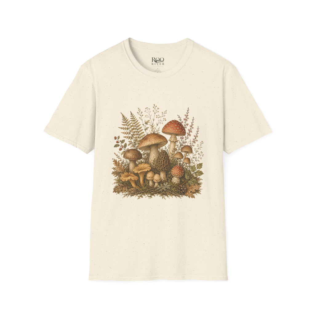 Woodland Mushrooms T-Shirt — Vintage Botanical Fungi Design