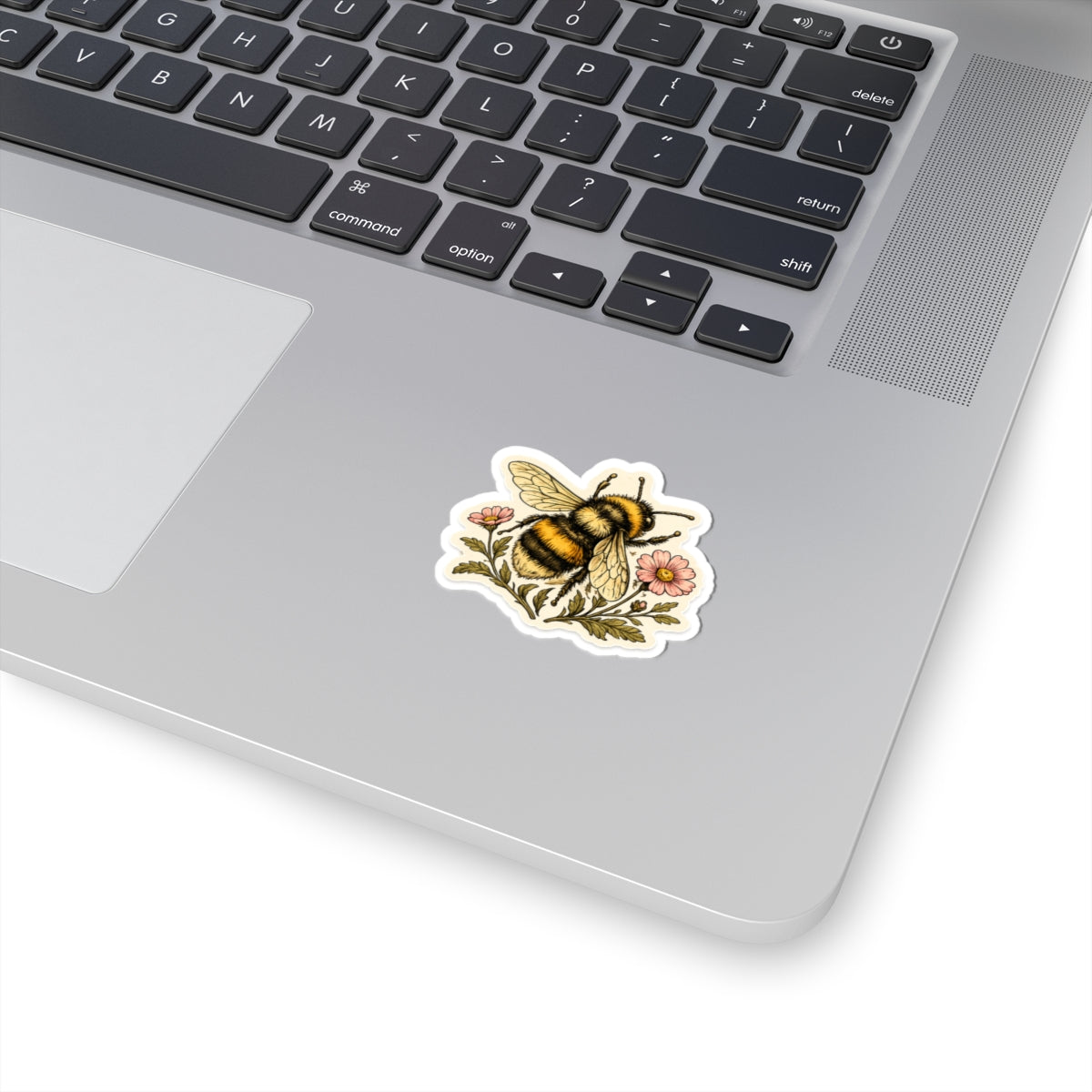 Bumblebee Floral Sticker — Kiss-Cut Bee Sticker for Laptops, Journals & Gifts