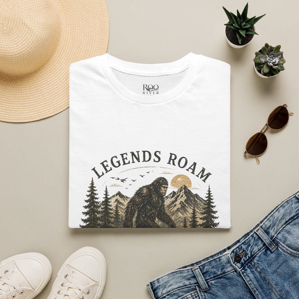 T-Shirt — 'Legends Roam' Bigfoot Graphic Tee | Wild & Untamed Nature Design