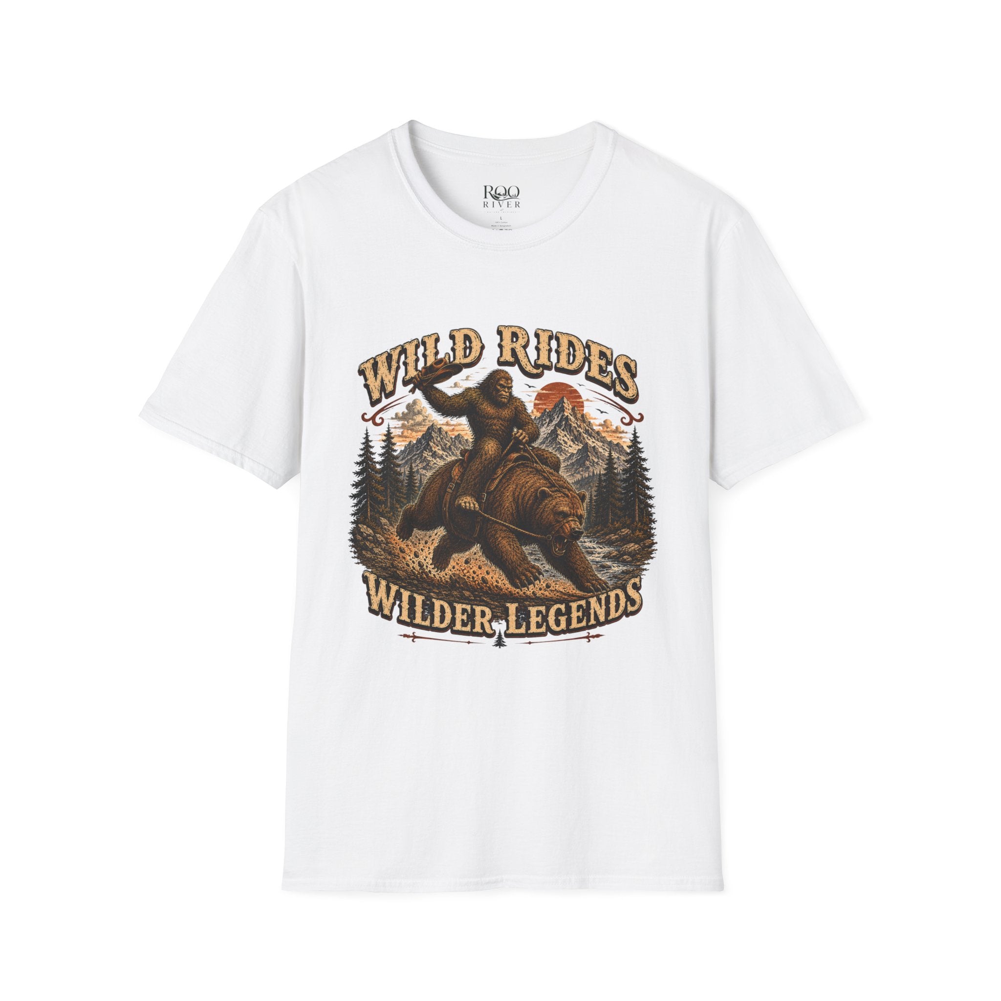 Wild Rides T-Shirt — Bigfoot Riding Bear Vintage Graphic