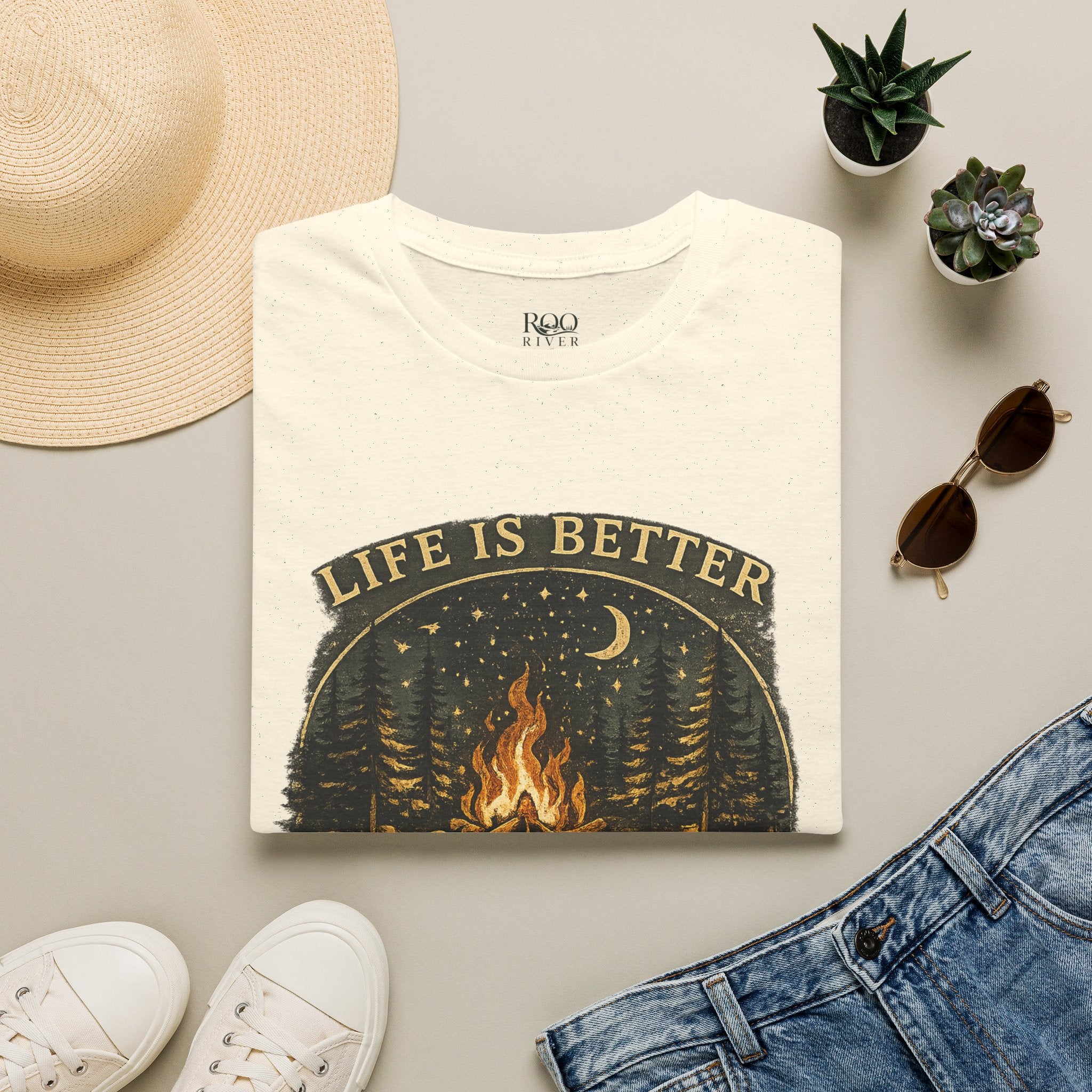 Campfire T-Shirt — "Life Is Better Around The Fire" Cozy Outdoor Graphic Tee