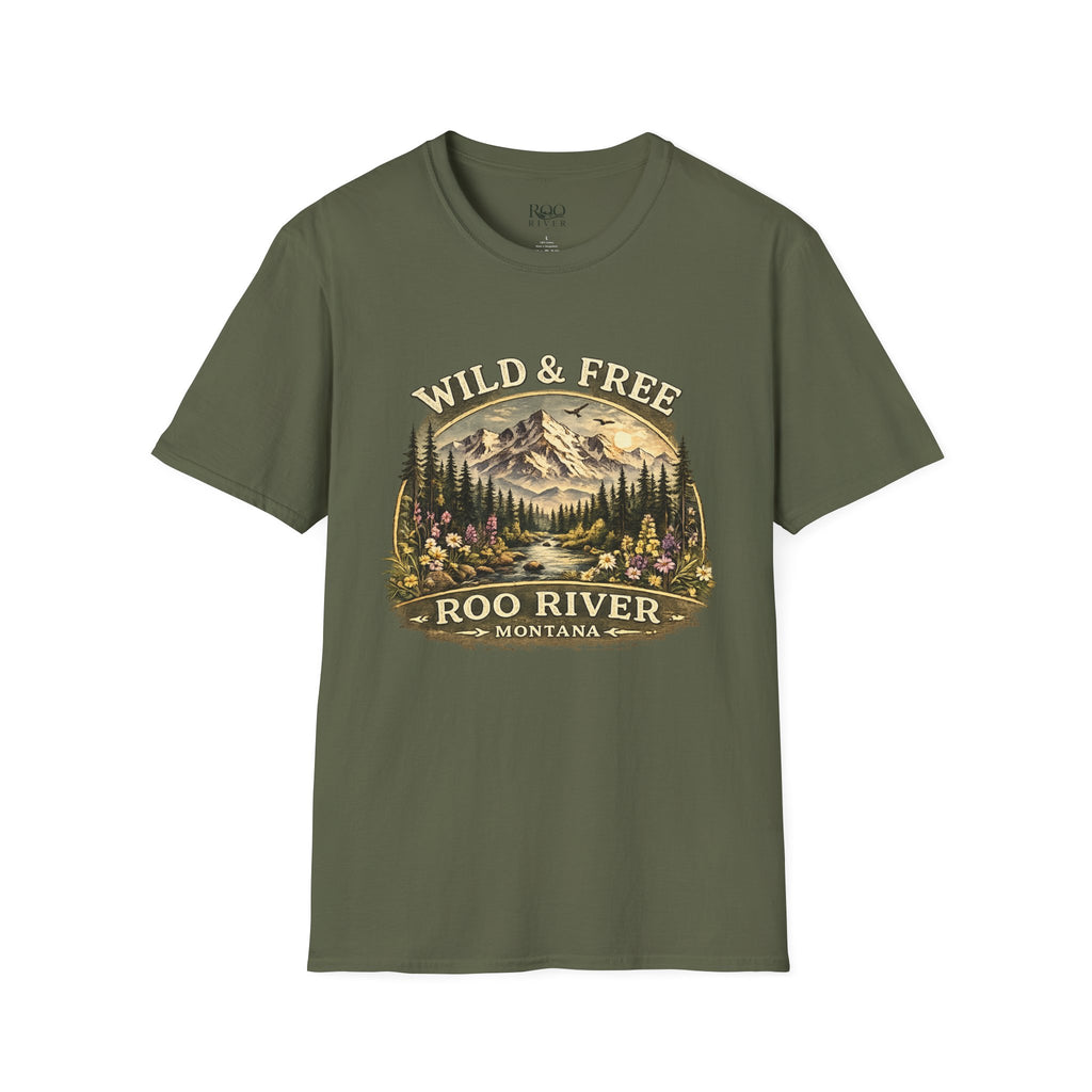Wild & Free Mountain River T-Shirt — Roo River Montana Graphic Tee