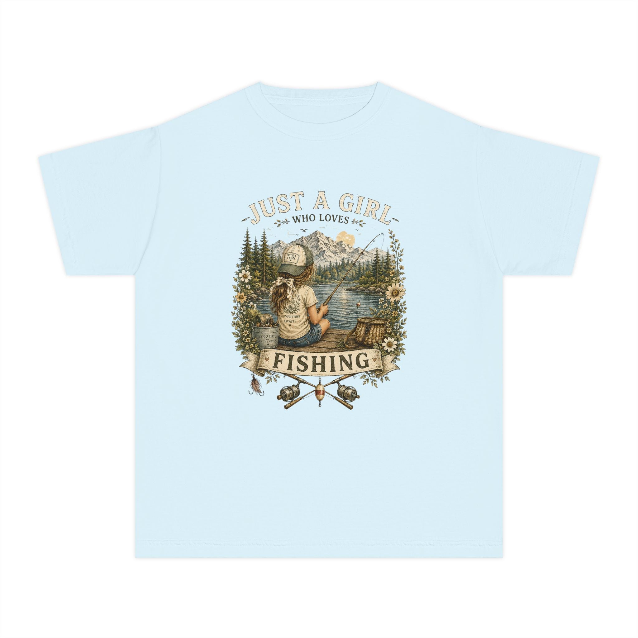 Youth Fishing Tee — "Just a Girl Who Loves Fishing" Graphic Shirt