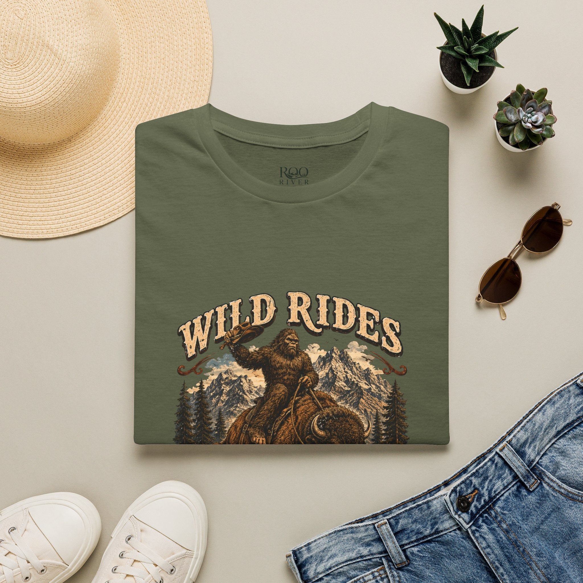 Wild Rides, Wilder Legends — Sasquatch Bison RiderGraphic Tee