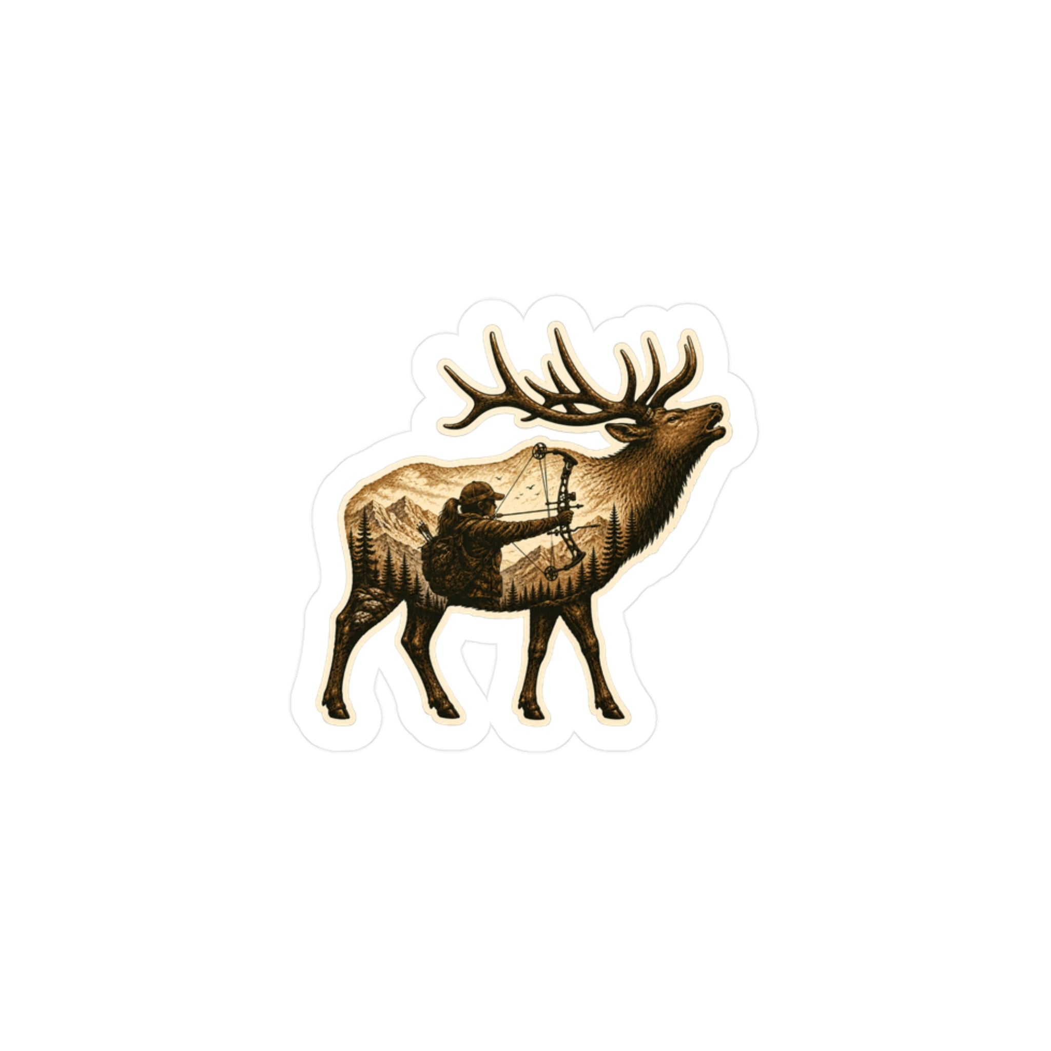 Water Resistant Bull Elk Archery – Female Version Sticker — Rustic Outdoor Hunting Decal
