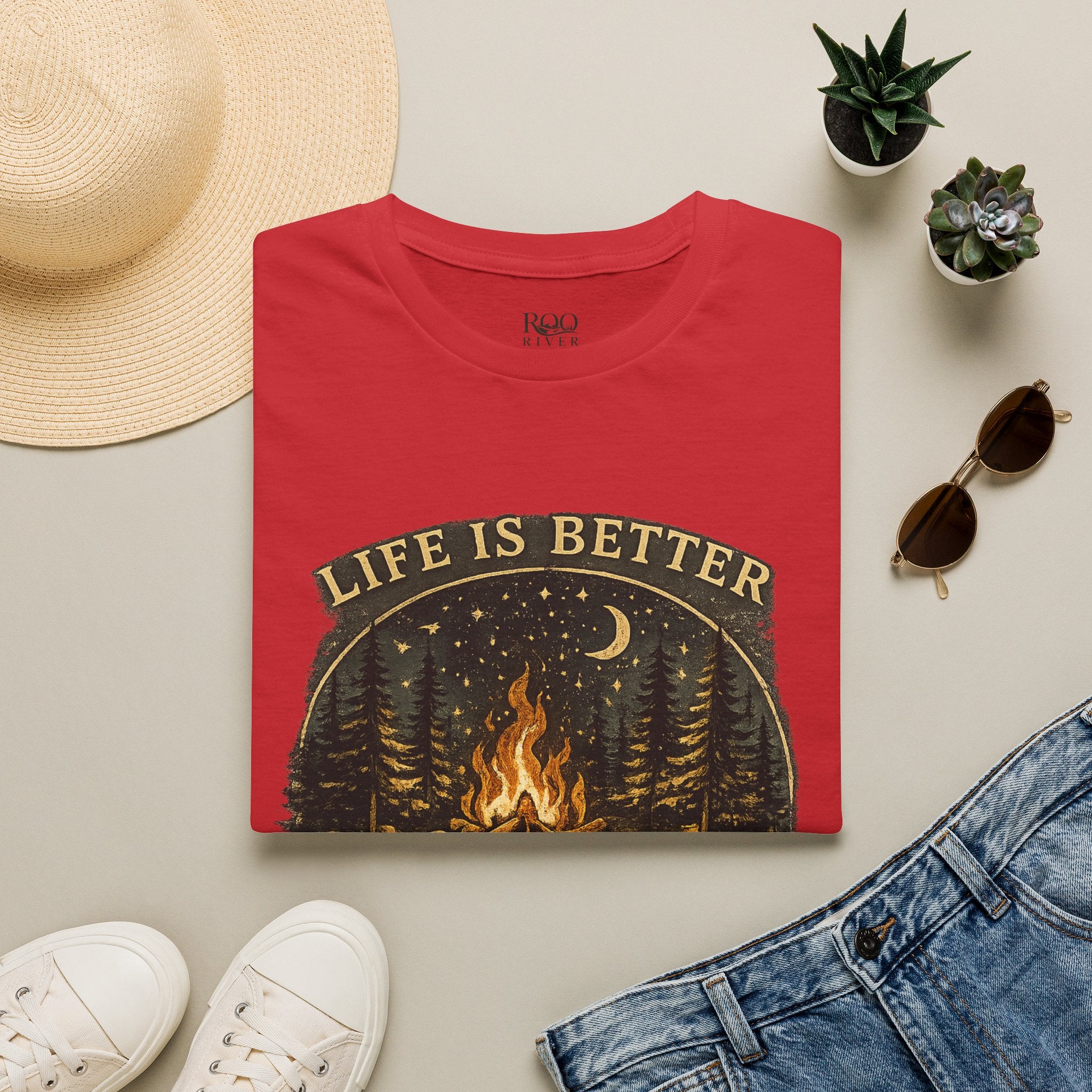 Campfire T-Shirt — "Life Is Better Around The Fire" Cozy Outdoor Graphic Tee