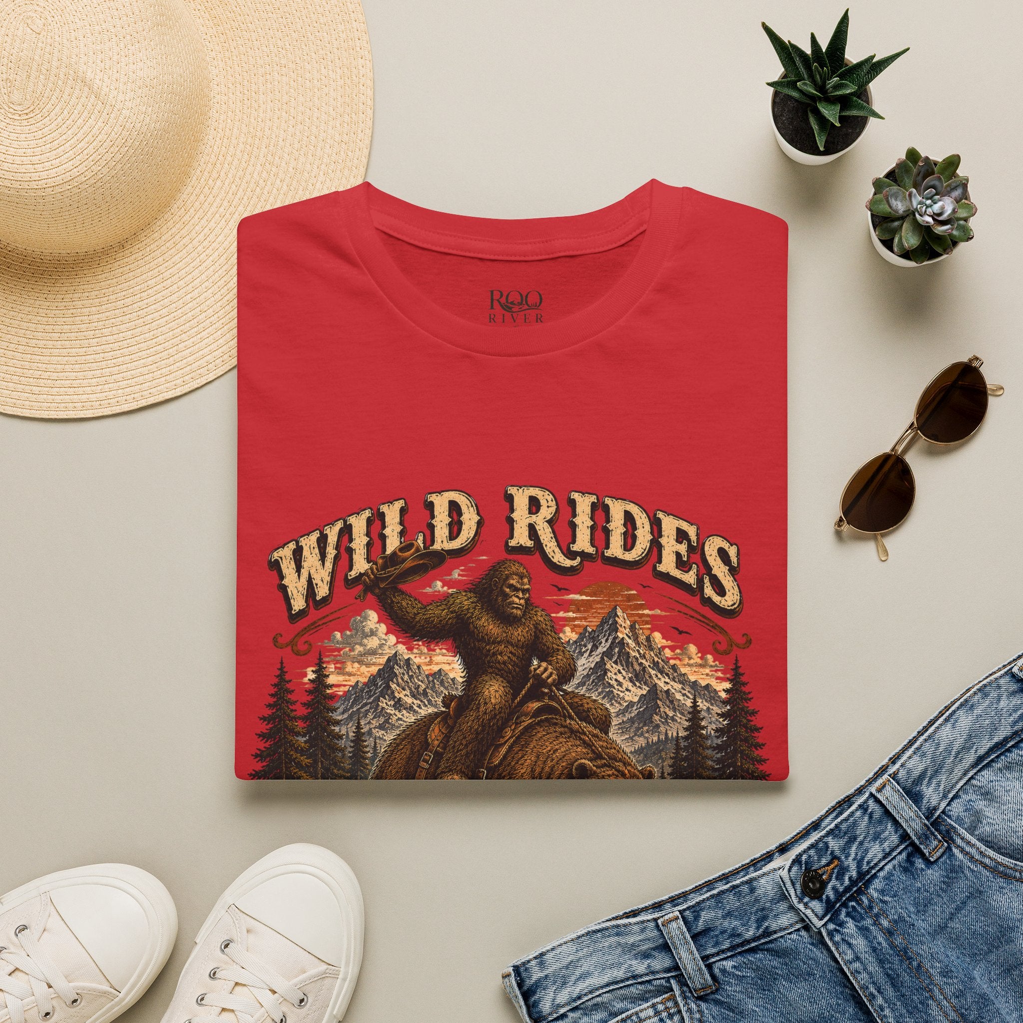 Wild Rides T-Shirt — Bigfoot Riding Bear Vintage Graphic