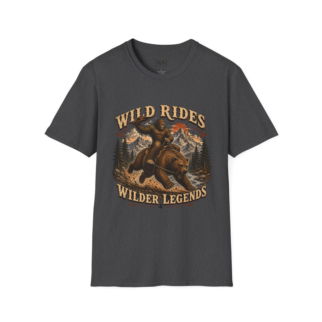 Wild Rides T-Shirt — Bigfoot Riding Bear Vintage Graphic