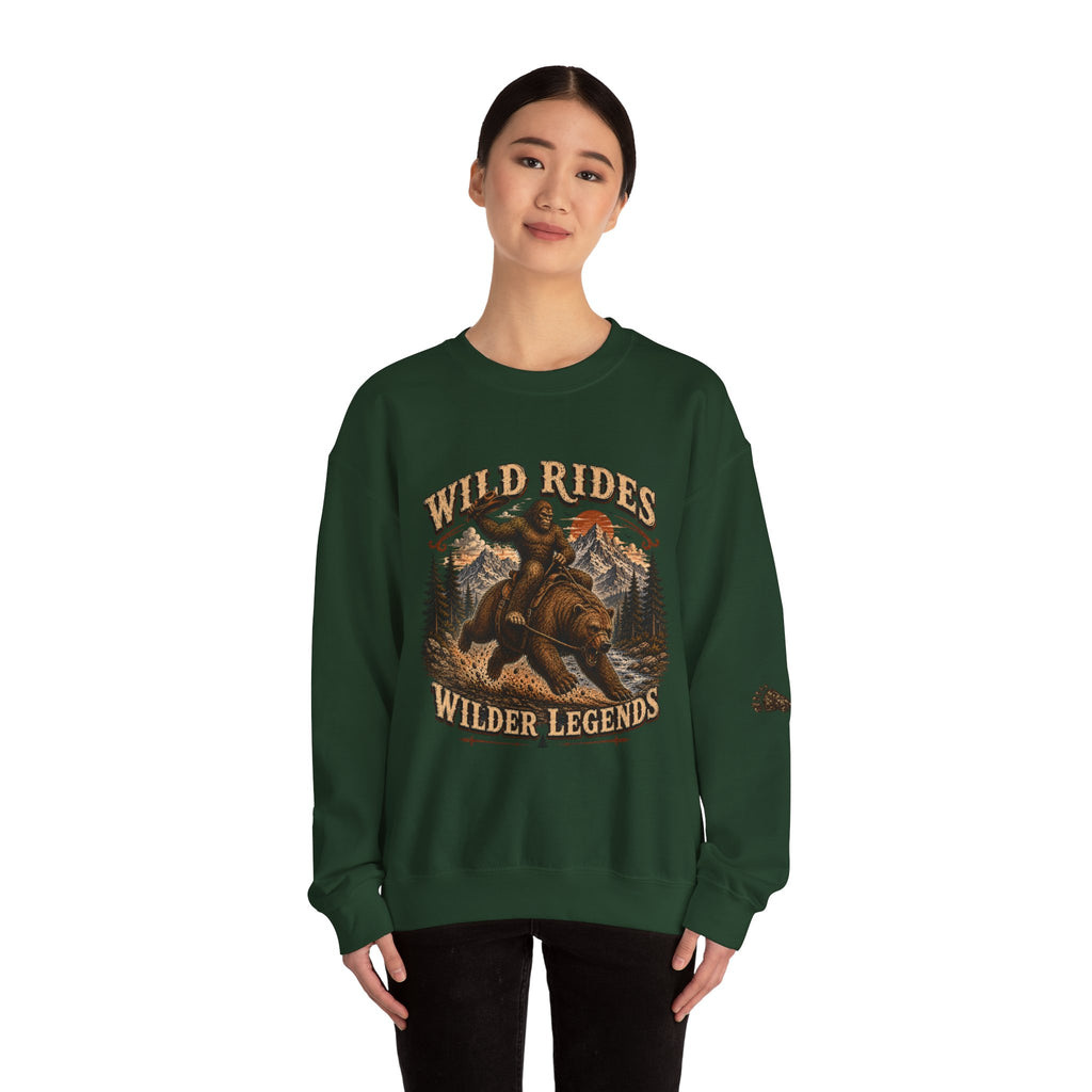 Wild Rides, Wilder Legends Crewneck Sweatshirt — Vintage Bear Rider Graphic