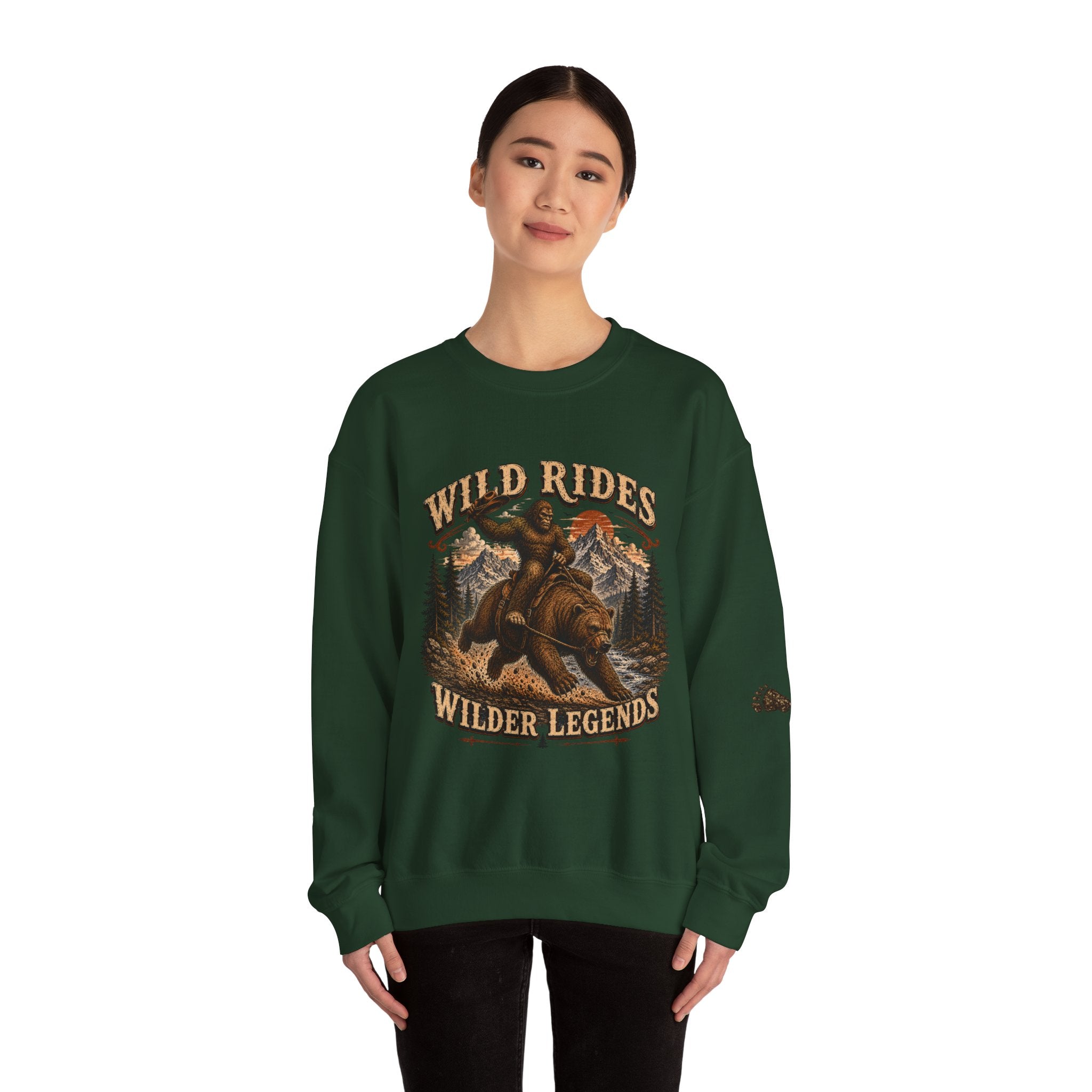 Wild Rides, Wilder Legends Crewneck Sweatshirt — Vintage Bear Rider Graphic
