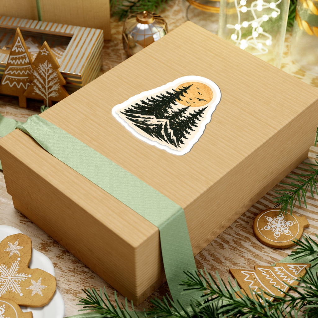 Mountain Pines Sticker — Sunset Forest Kiss-Cut Sticker