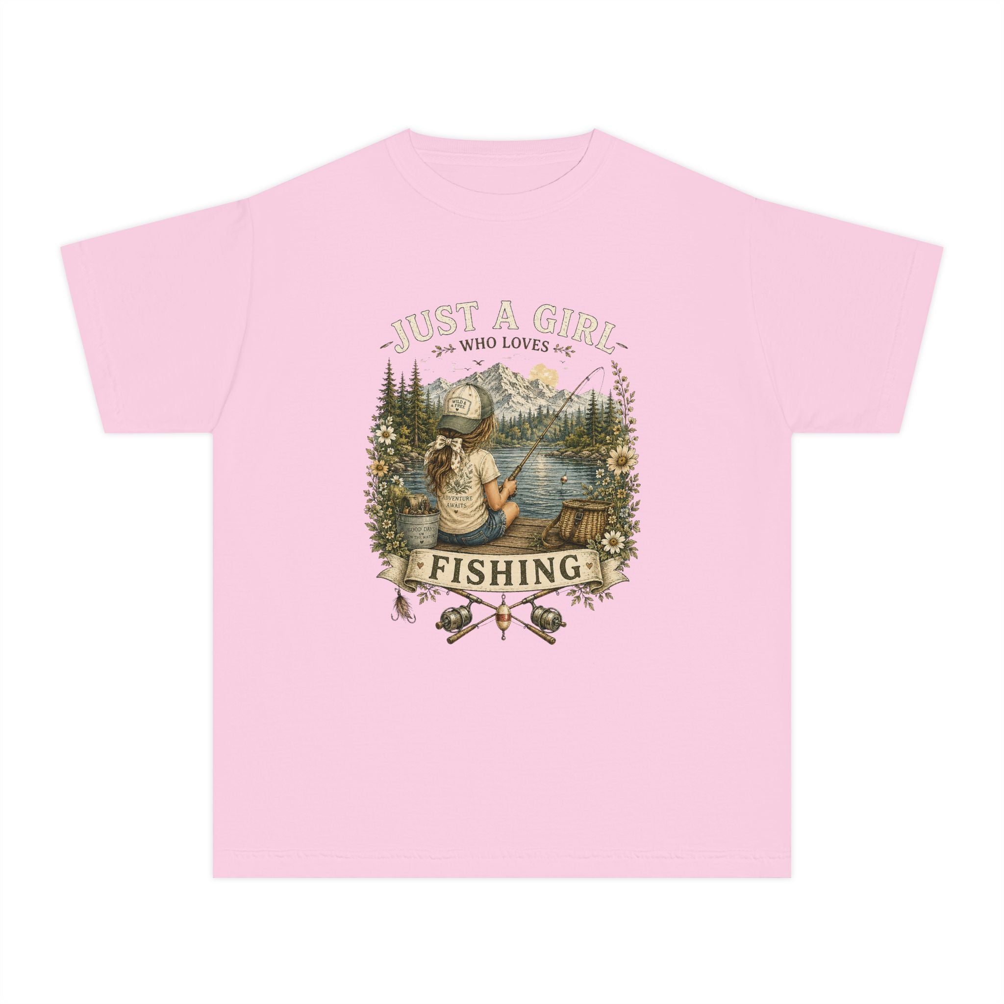 Youth Fishing Tee — "Just a Girl Who Loves Fishing" Graphic Shirt