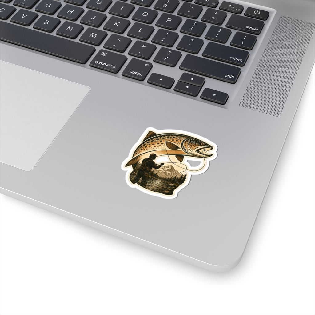 Mountain Fly Fisher Trout Sticker – Male Version Vinyl Sticker — Kiss-Cut