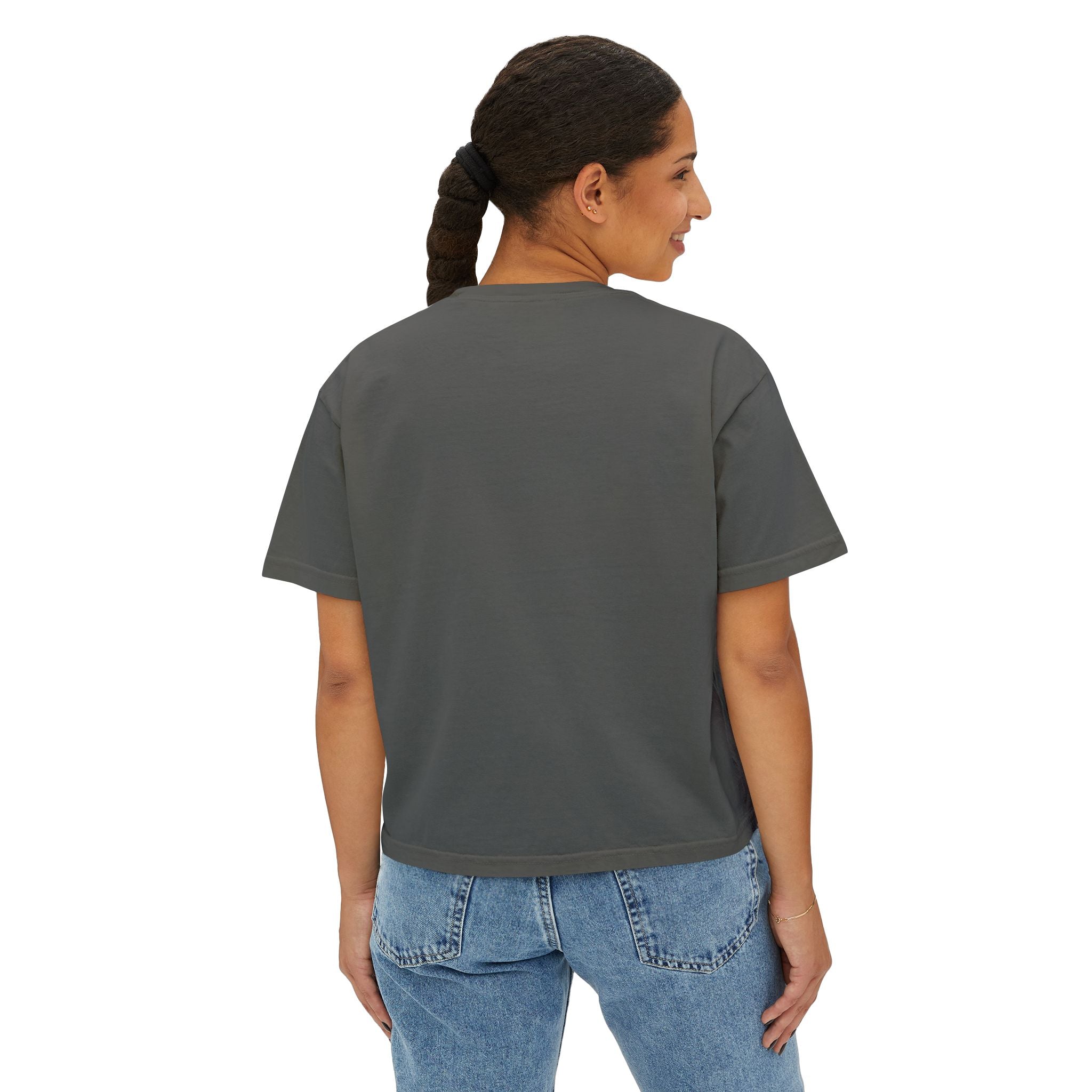Kait's Hidden Hollow Women's Boxy Tee — Forest Cottage Retro Nature Graphic