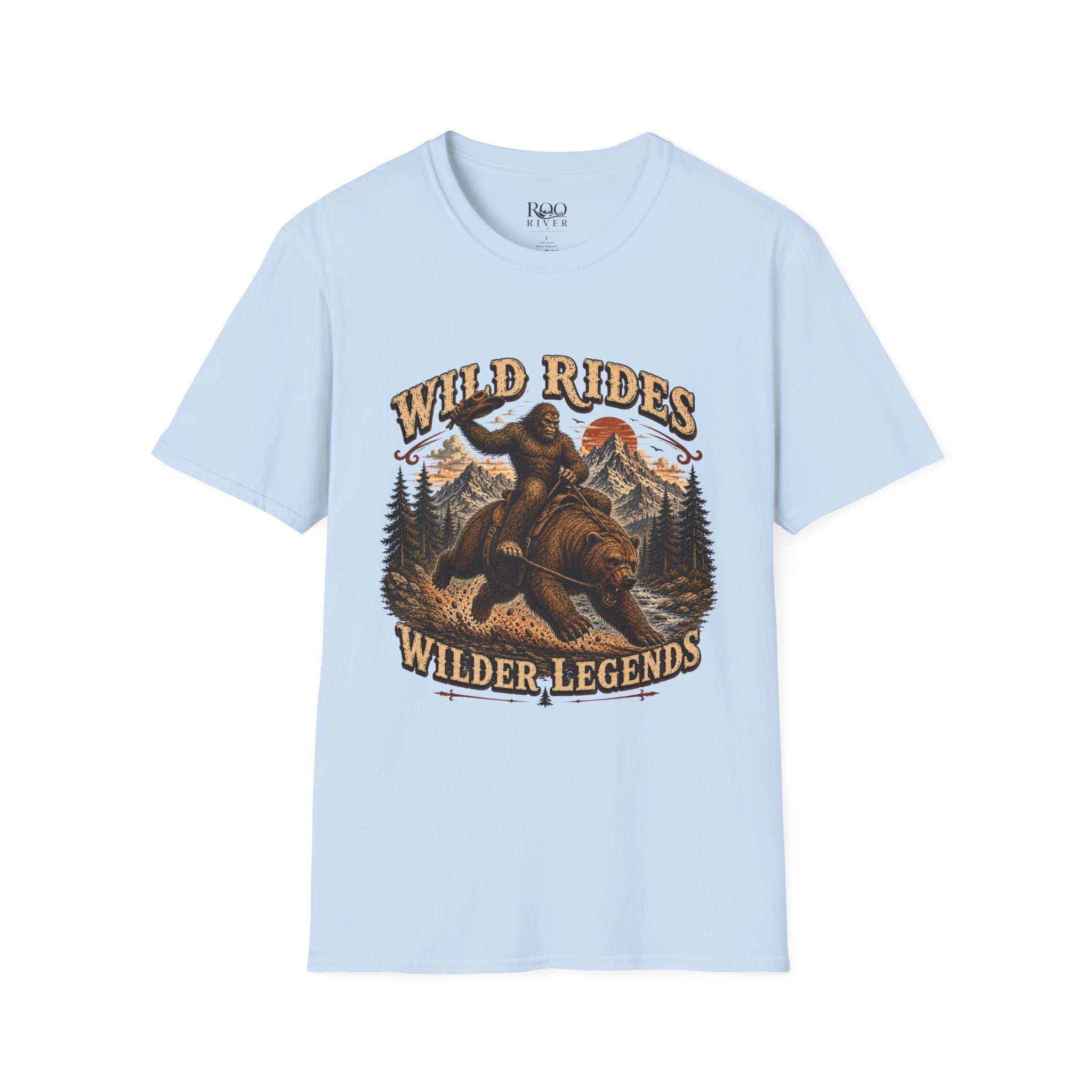 Wild Rides T-Shirt — Bigfoot Riding Bear Vintage Graphic