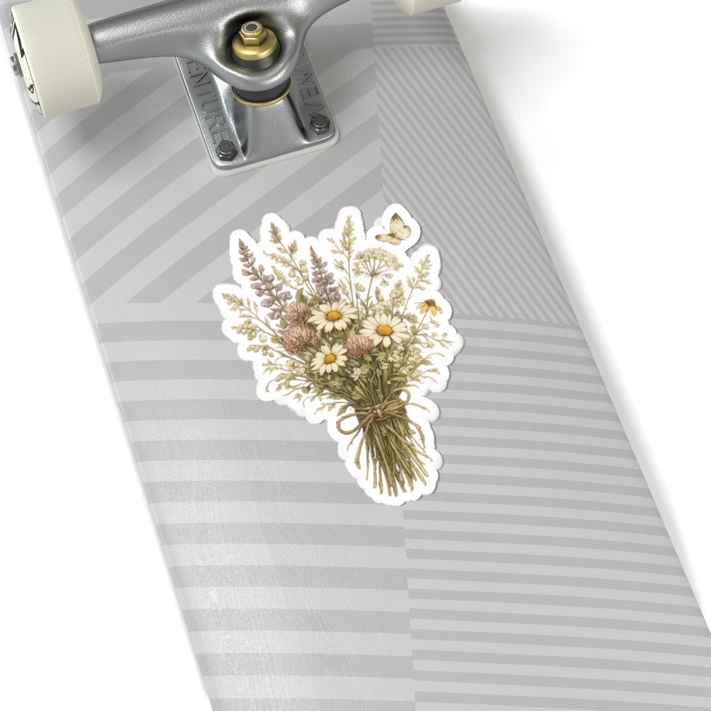 Wildflower Bouquet Vinyl Sticker — Kiss-Cut Floral Laptop Decal