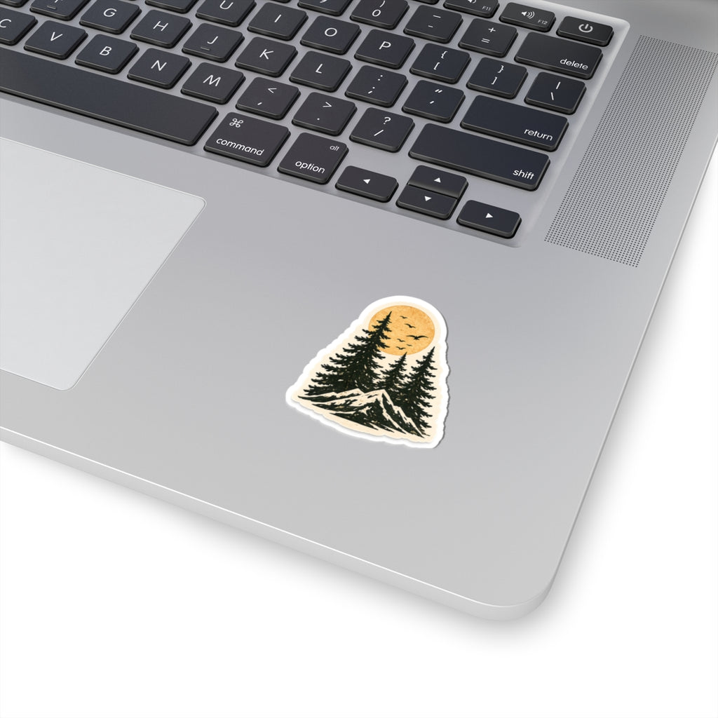 Mountain Pines Sticker — Sunset Forest Kiss-Cut Sticker