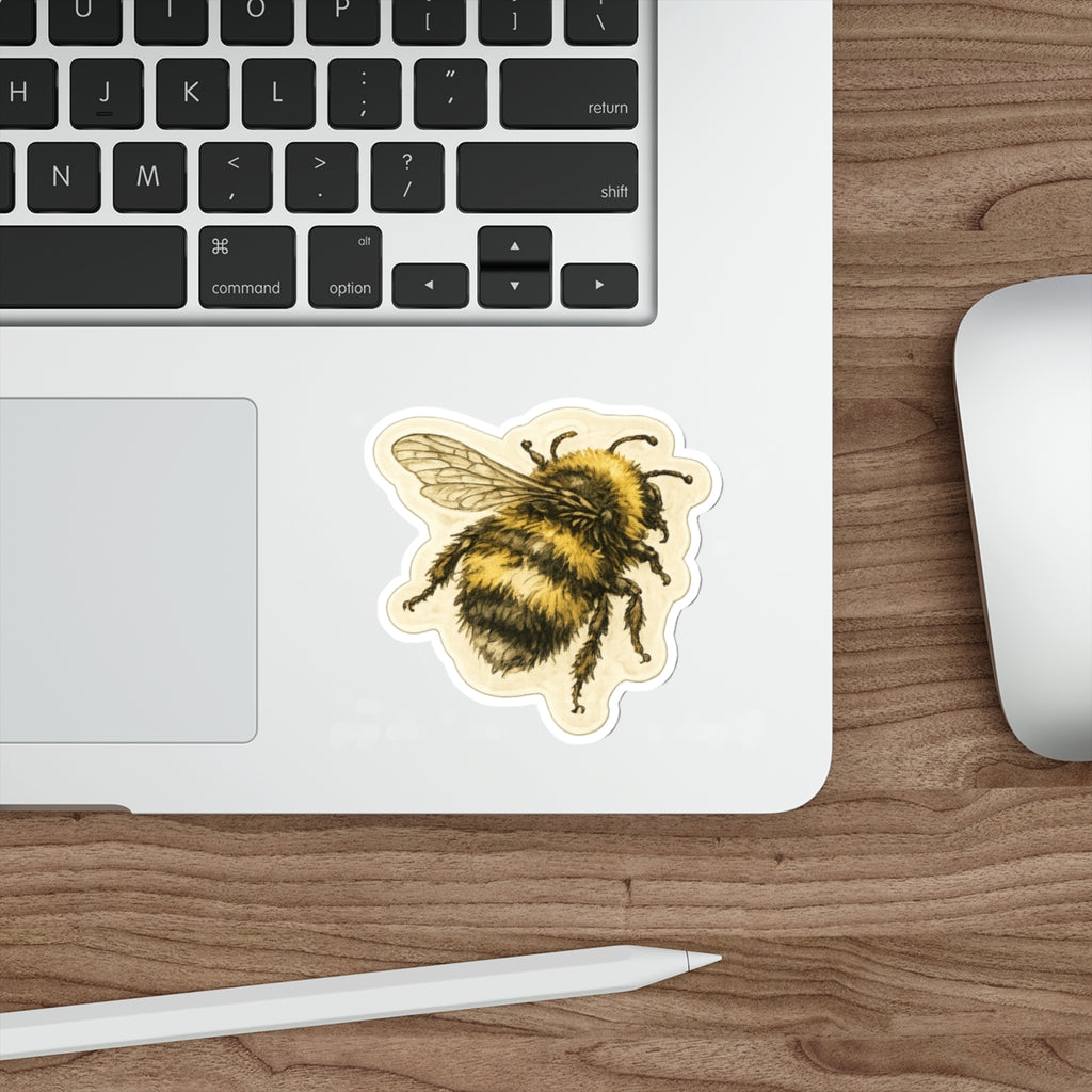 Vintage Bumblebee Die-Cut Sticker — Cute Bee Laptop Sticker for Nature Lovers