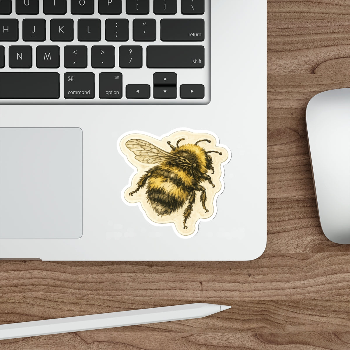 Vintage Bumblebee Die-Cut Sticker — Cute Bee Laptop Sticker for Nature Lovers