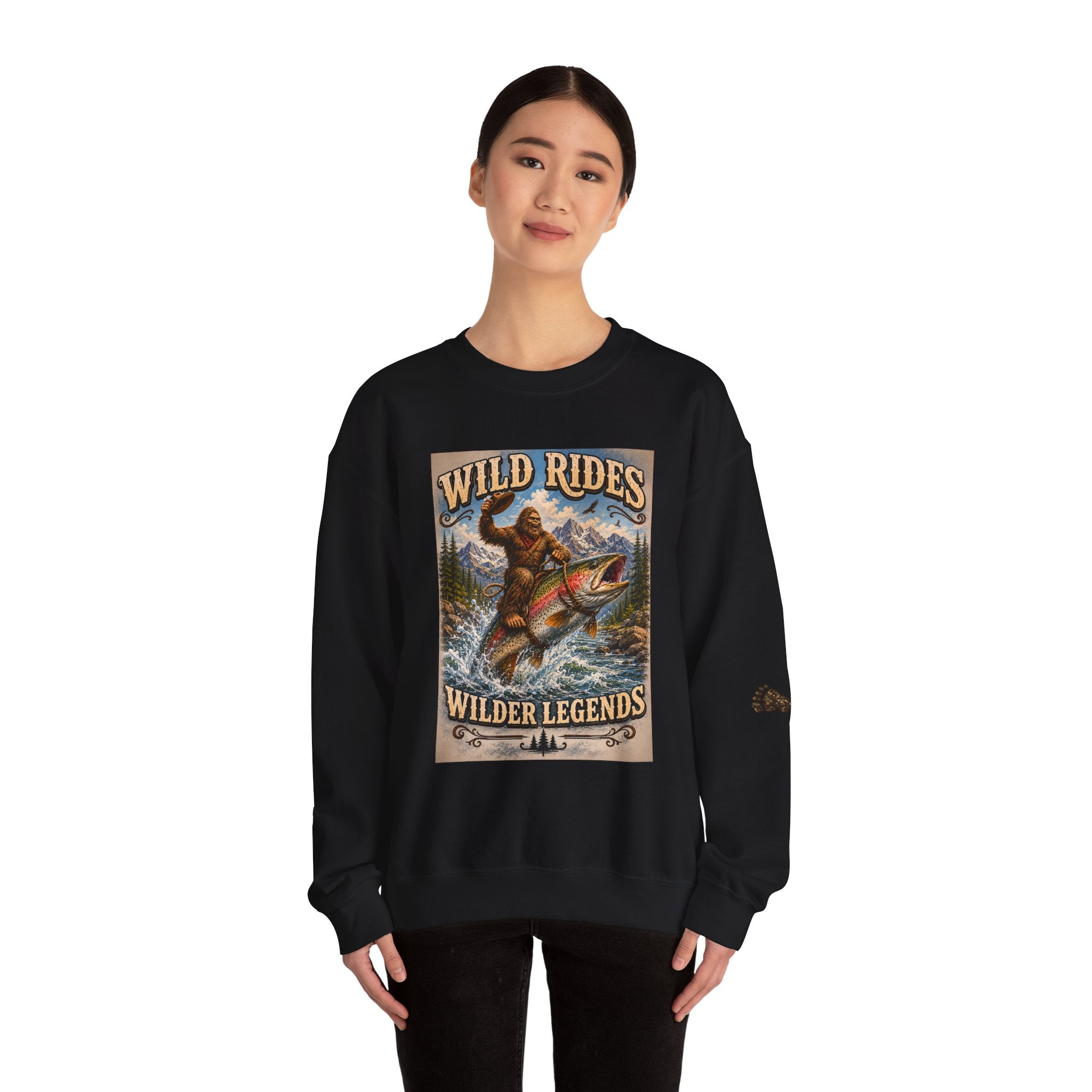 Wild Rides, Wilder Legends Trout Rider Crewneck Sweatshirt