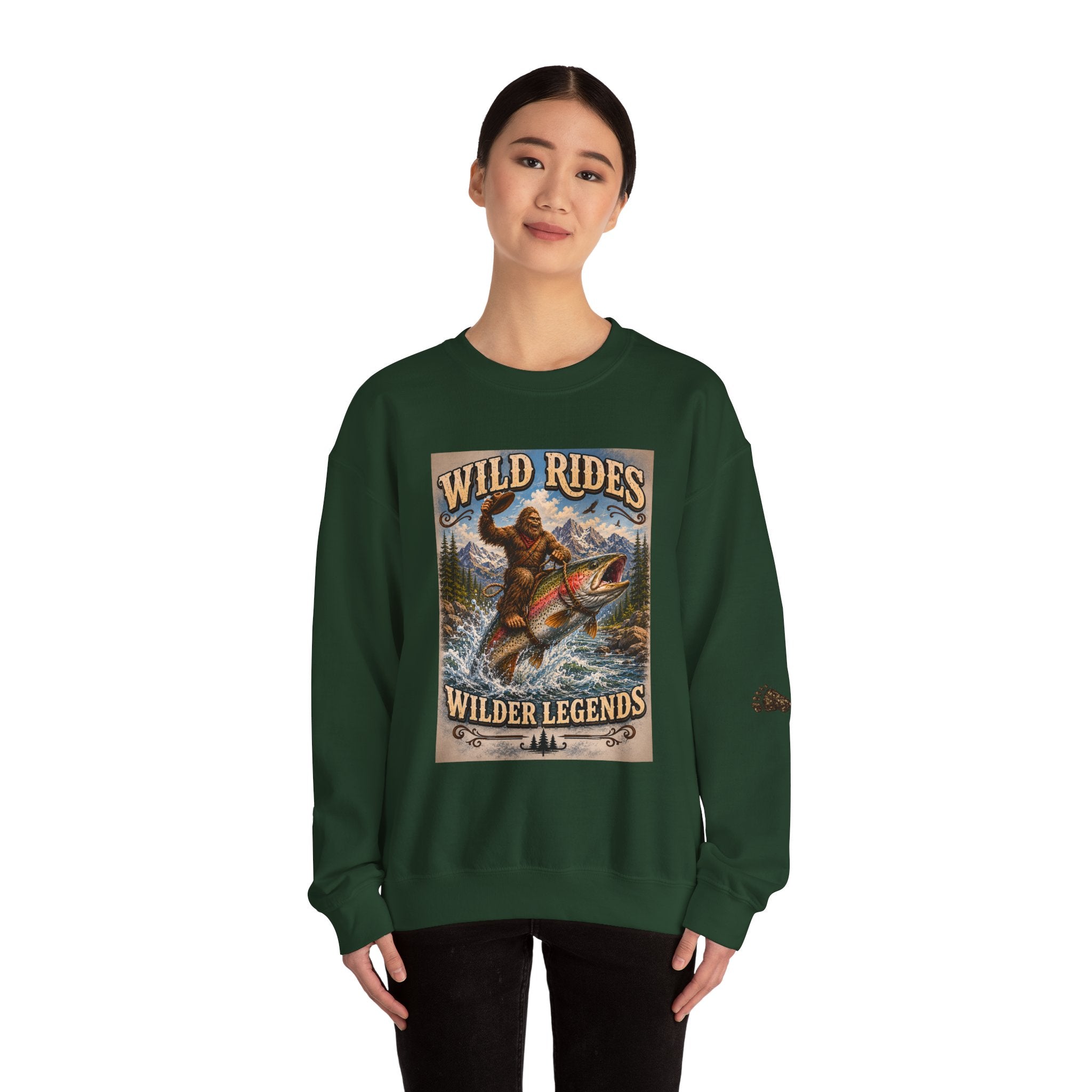 Wild Rides, Wilder Legends Trout Rider Crewneck Sweatshirt