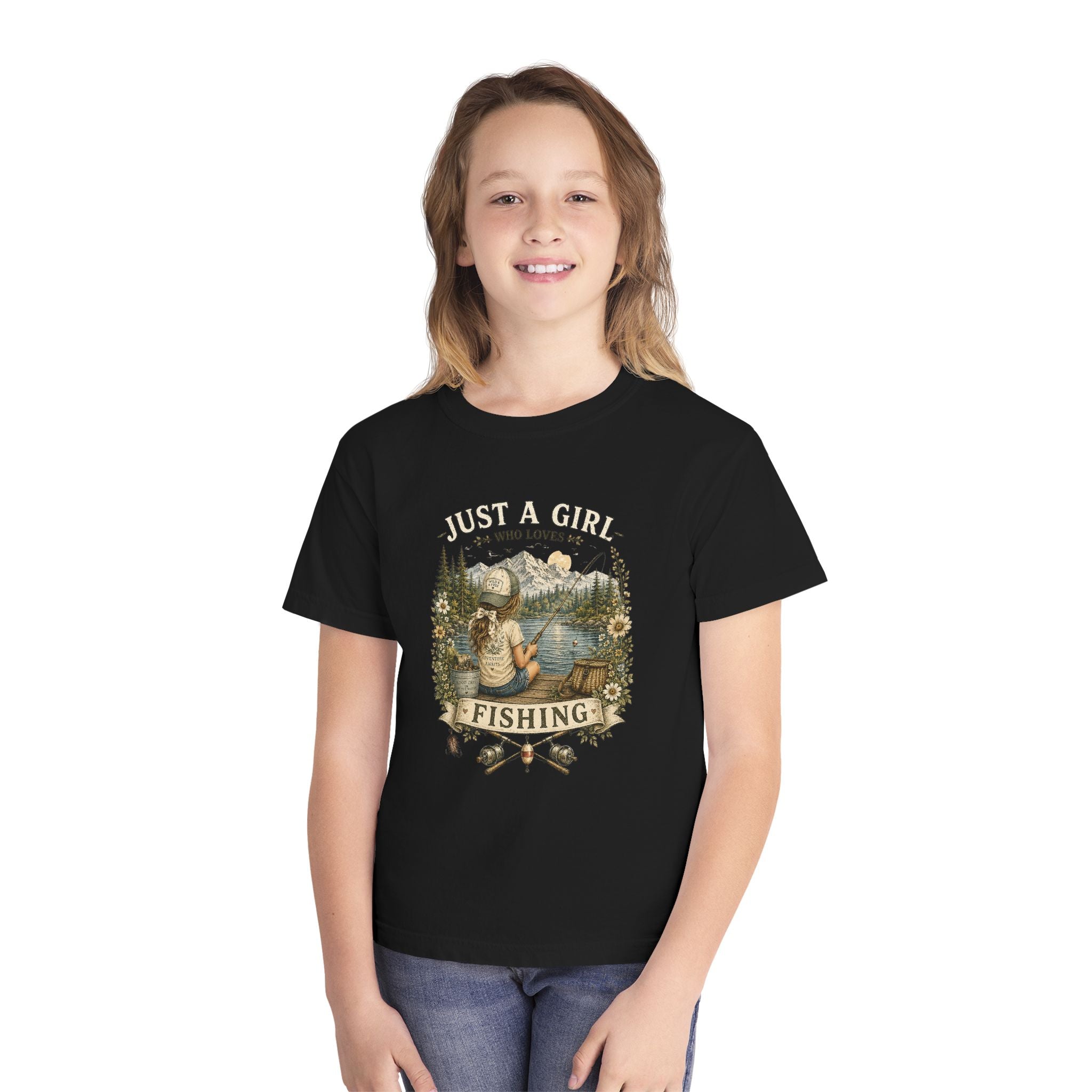 Youth Fishing Tee — "Just a Girl Who Loves Fishing" Graphic Shirt
