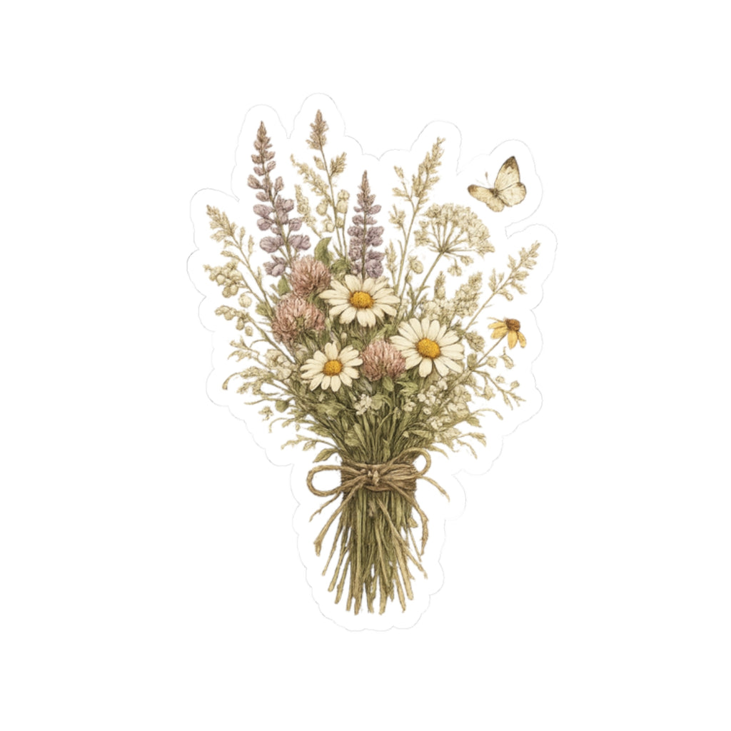 Wildflower Bouquet Vinyl Sticker — Kiss-Cut Floral Laptop Decal