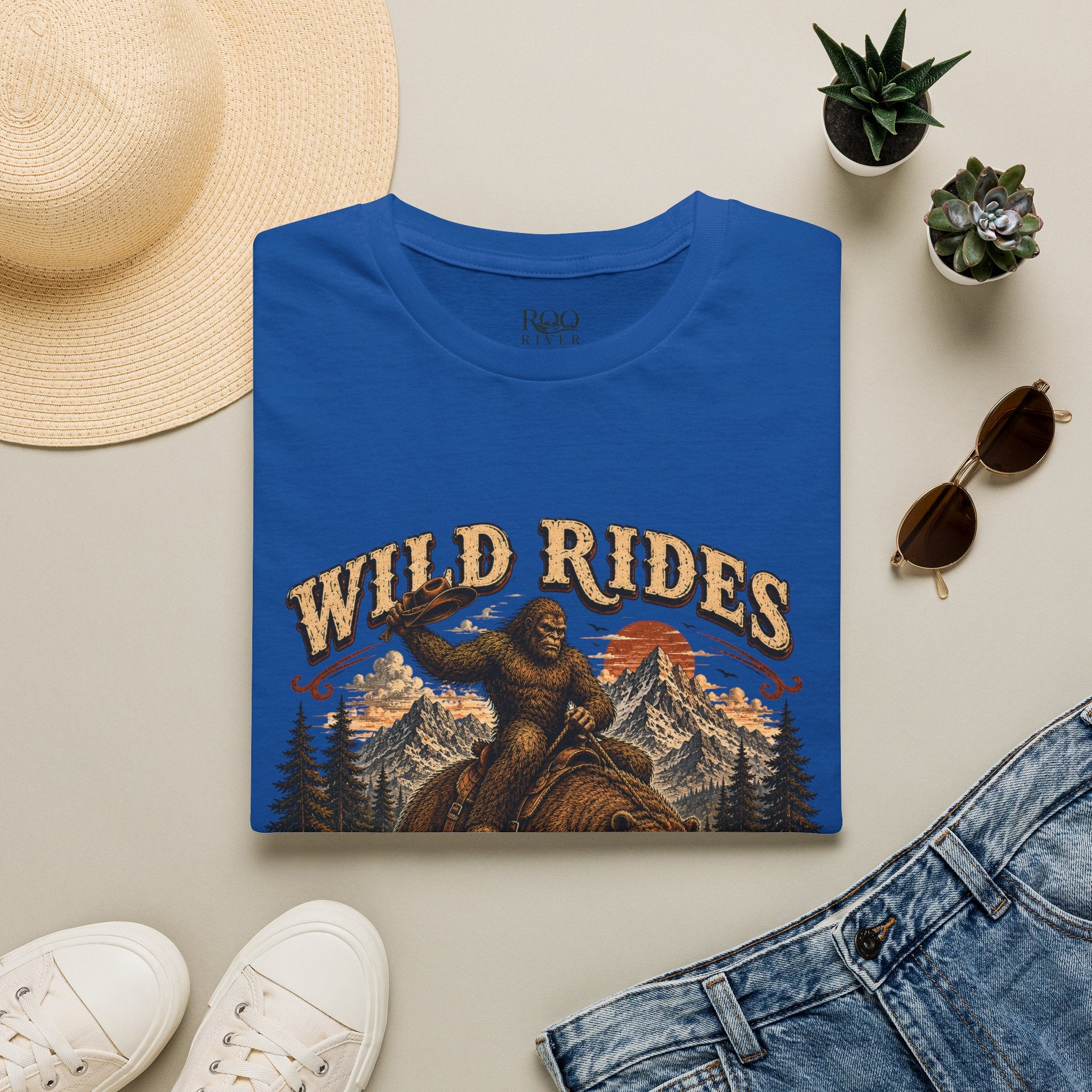 Wild Rides T-Shirt — Bigfoot Riding Bear Vintage Graphic