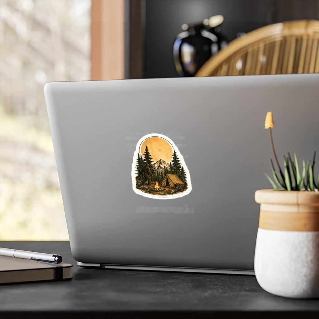 Copy of Camping Bigfoot Sticker — Vintage Mountain Campfire Vinyl Kiss-Cut