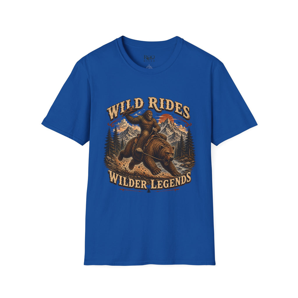 Wild Rides T-Shirt — Bigfoot Riding Bear Vintage Graphic