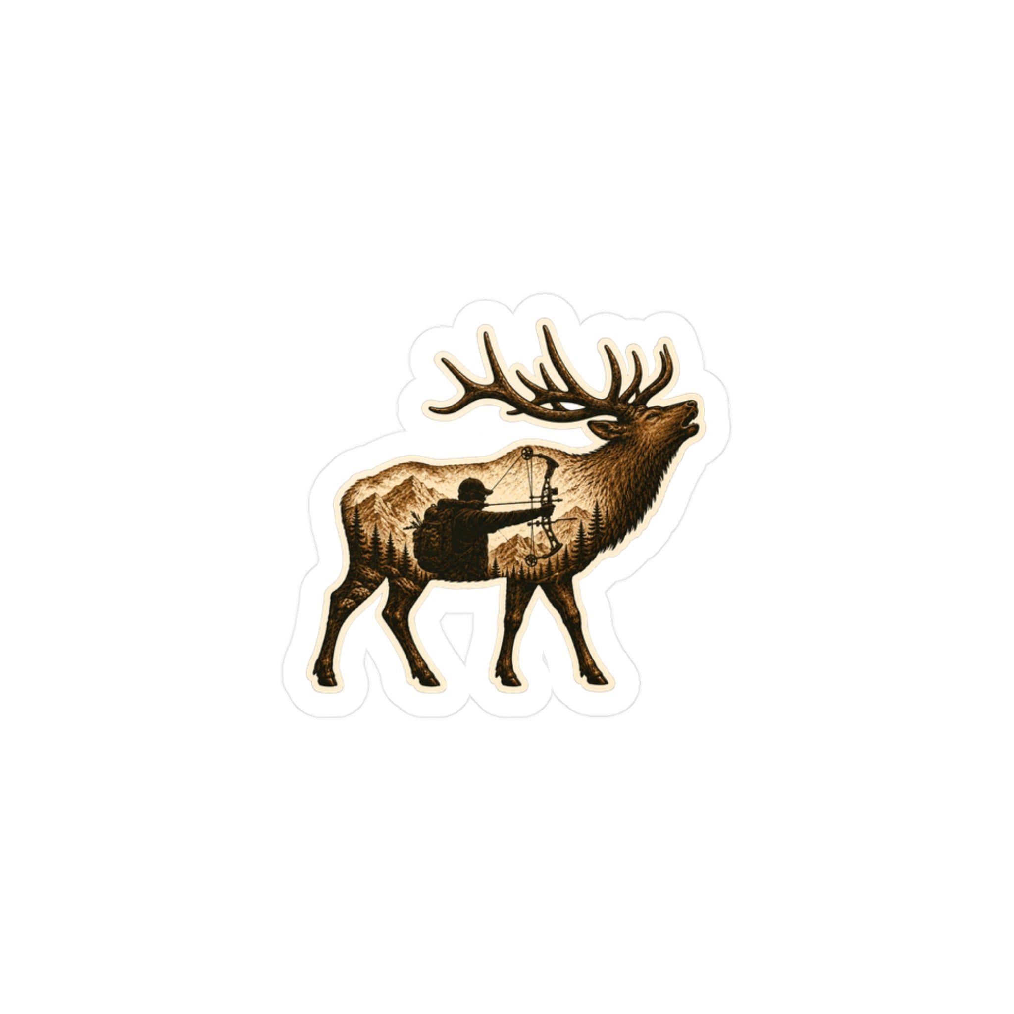 Water Resistant Bull Elk Archery Sticker — Outdoors Hunting Nature Kiss-Cut Decal