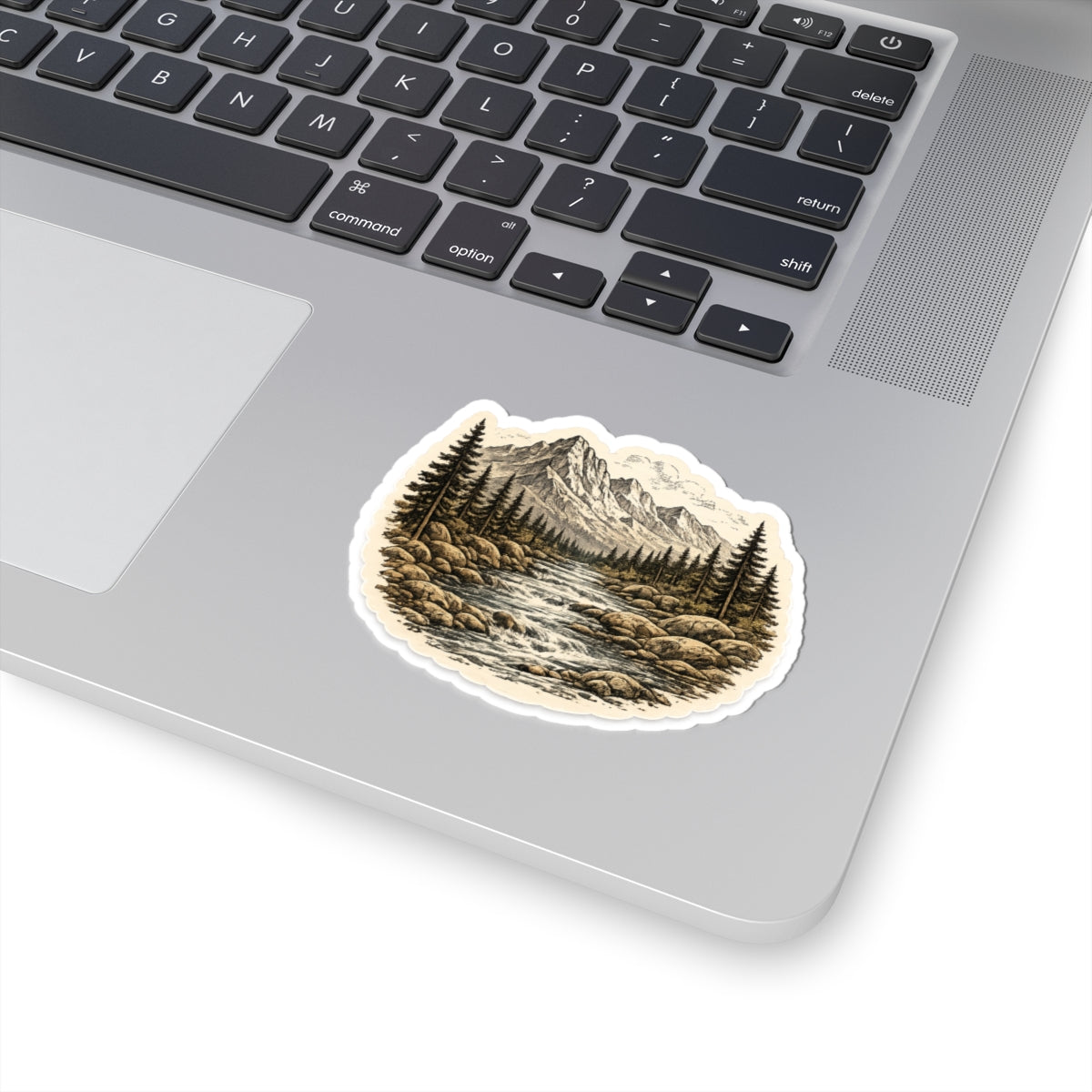 Mountain River Wilderness  Sticker — Scenic Outdoor Landscape Kiss-Cut Decal