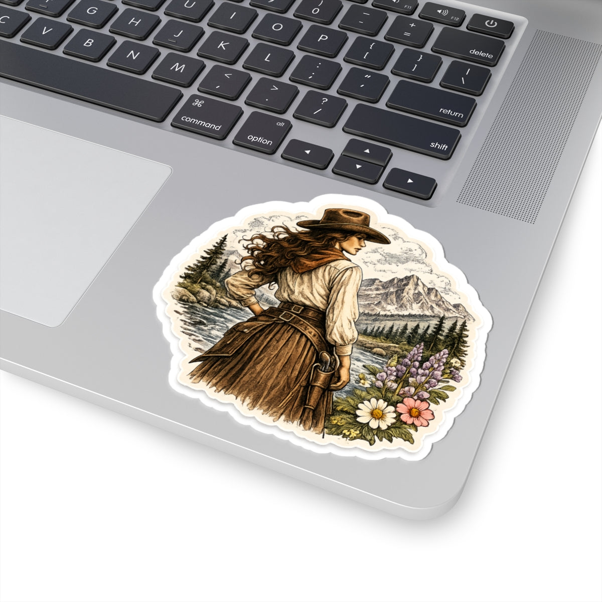 Vintage Western Cowgirl Sticker — Scenic Mountain Vinyl Kiss-Cut