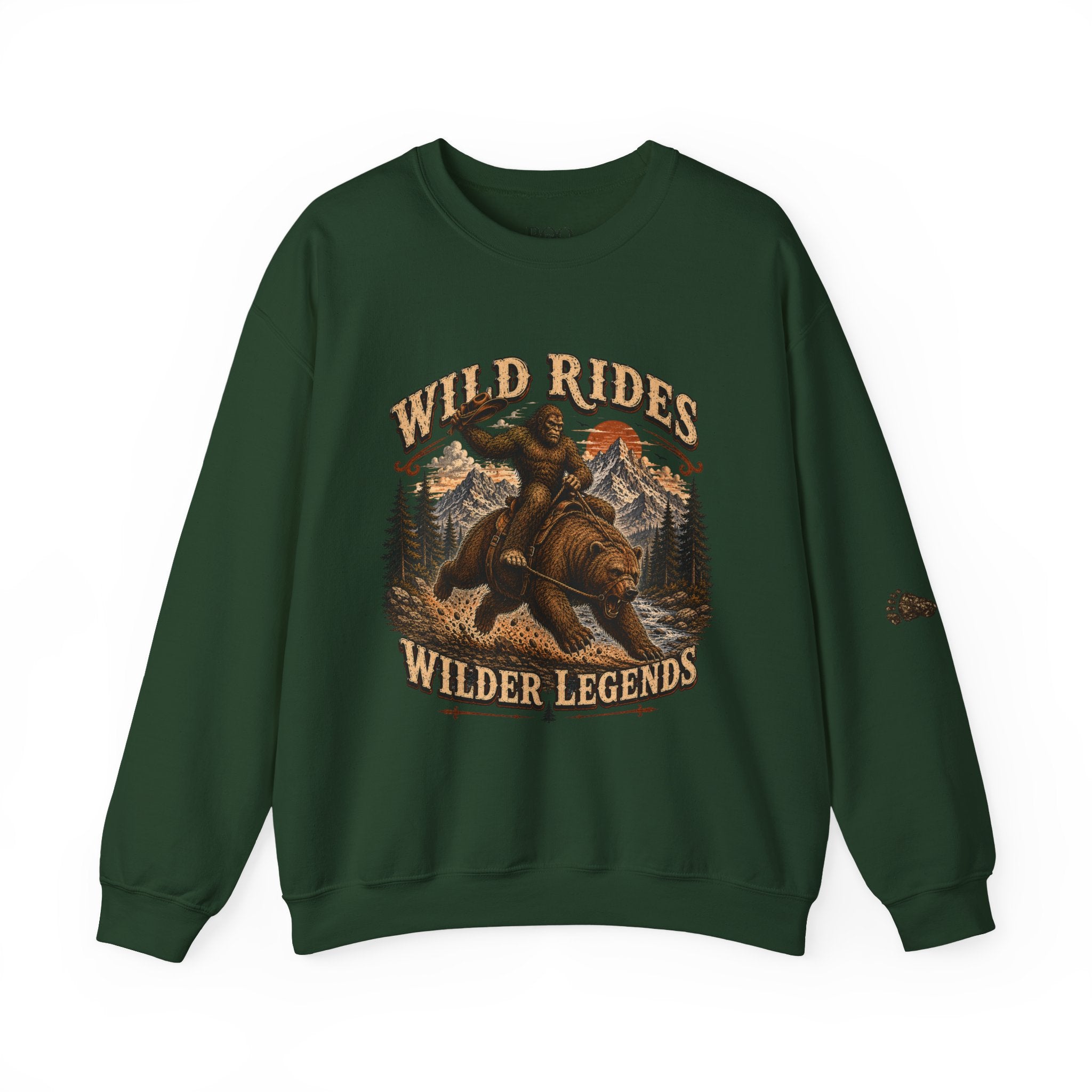 Wild Rides, Wilder Legends Crewneck Sweatshirt — Vintage Bear Rider Graphic