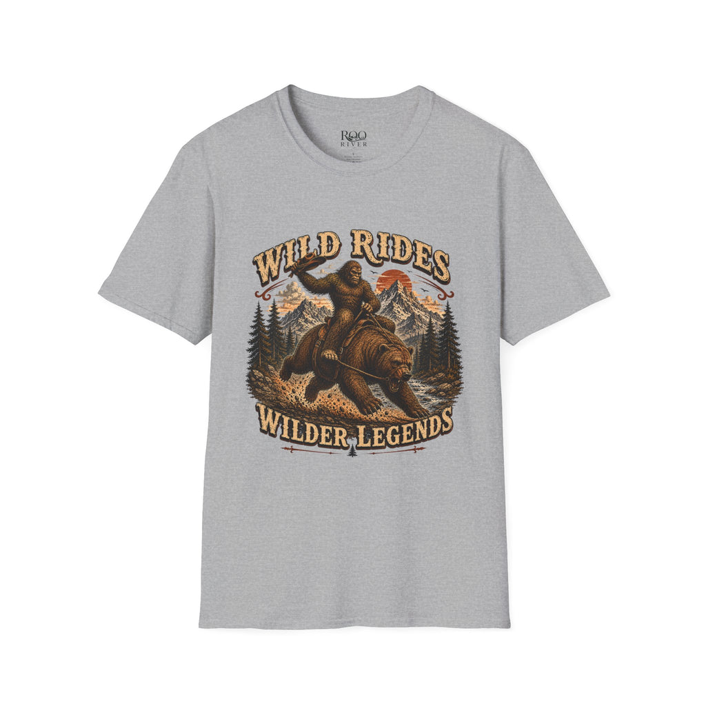 Wild Rides T-Shirt — Bigfoot Riding Bear Vintage Graphic