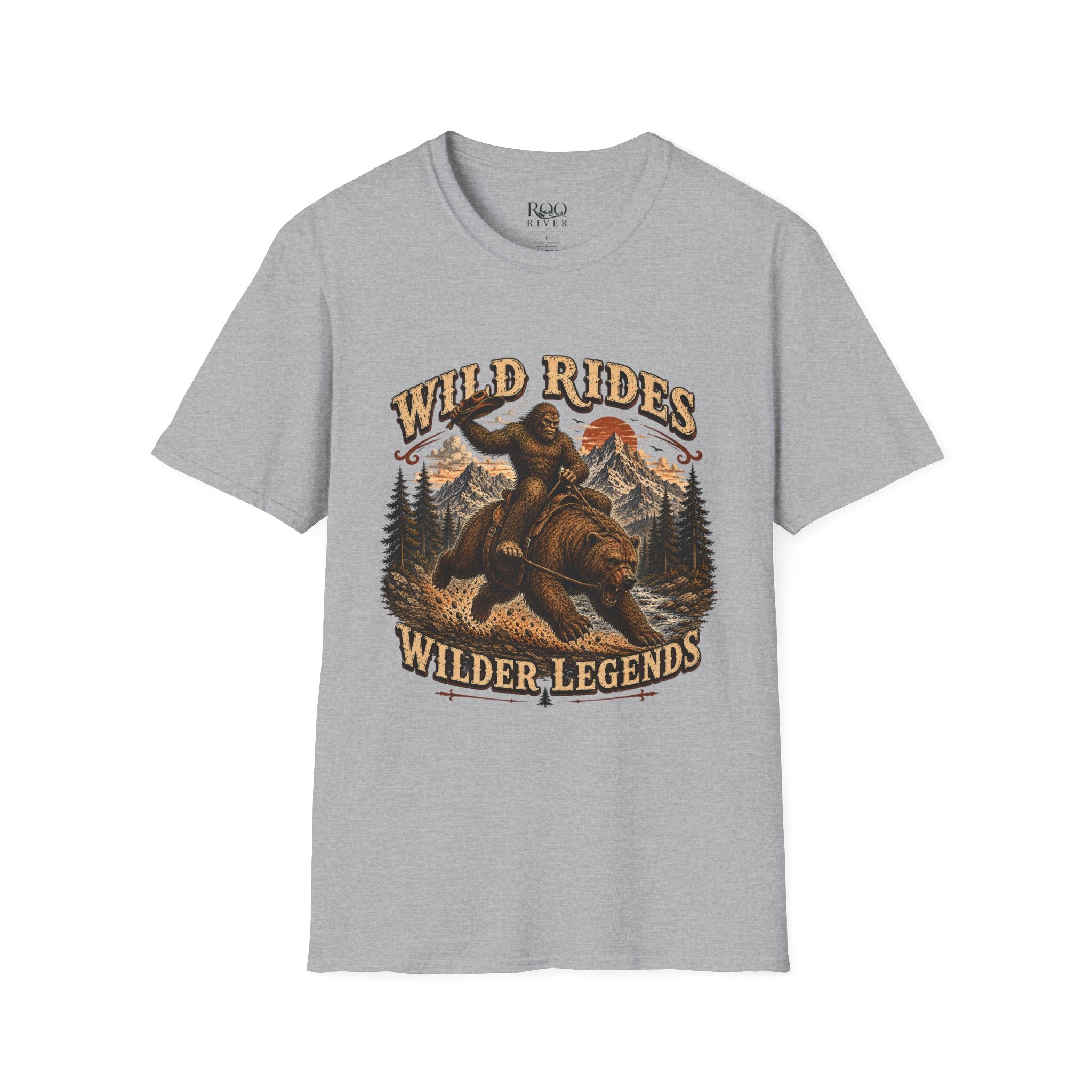 Wild Rides T-Shirt — Bigfoot Riding Bear Vintage Graphic