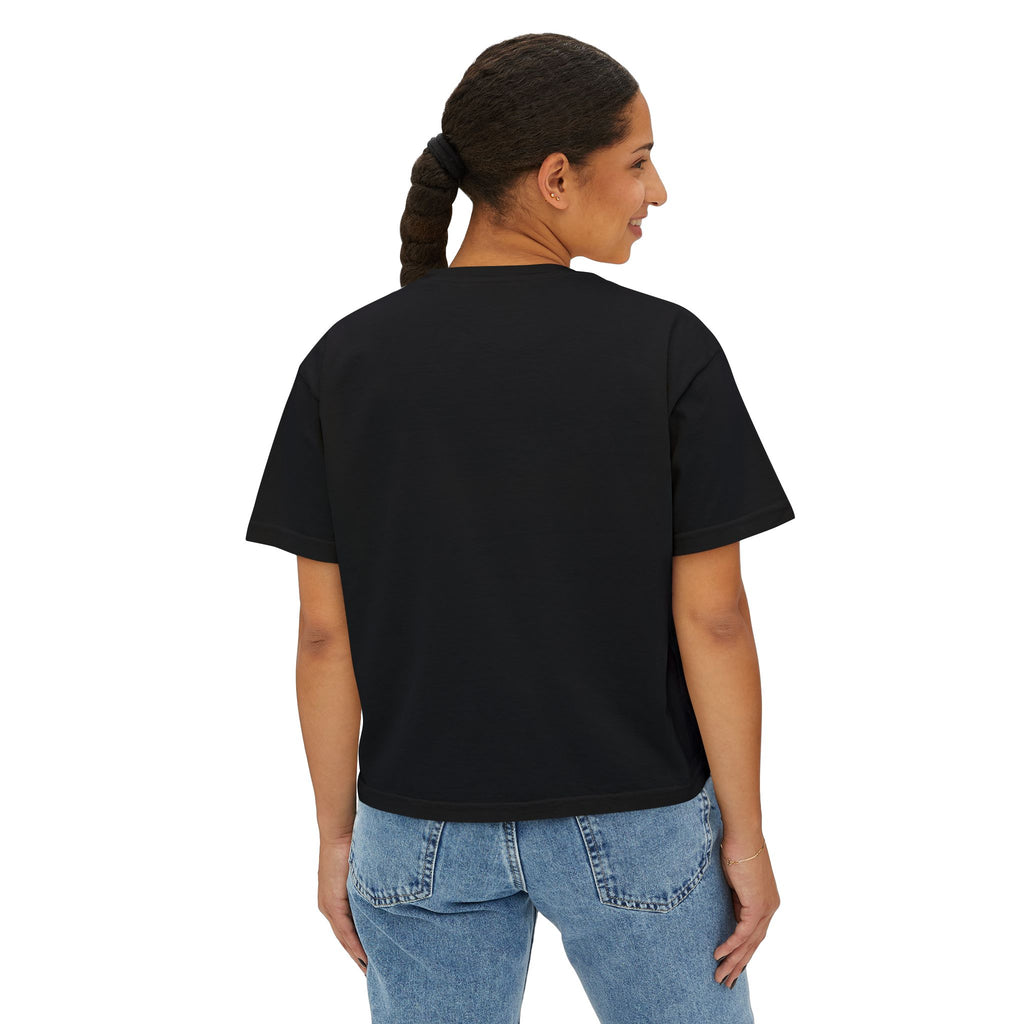 Kait's Hidden Hollow Women's Boxy Tee — Forest Cottage Retro Nature Graphic