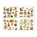 Woodland Fairy Vintage Sticker Sheet — Forest Animals & Mushrooms
